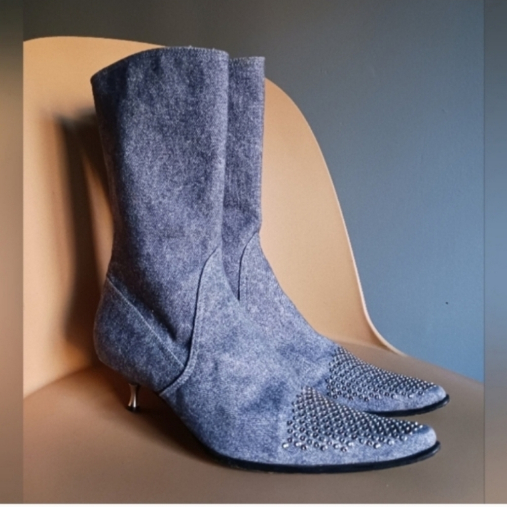 Mario Bologna Denim Heeled Boots Size 38.5